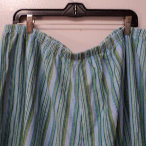 New Fresh Produce Women's Plus 3X Capri Pant Striped Blue Green Elastic Cotton